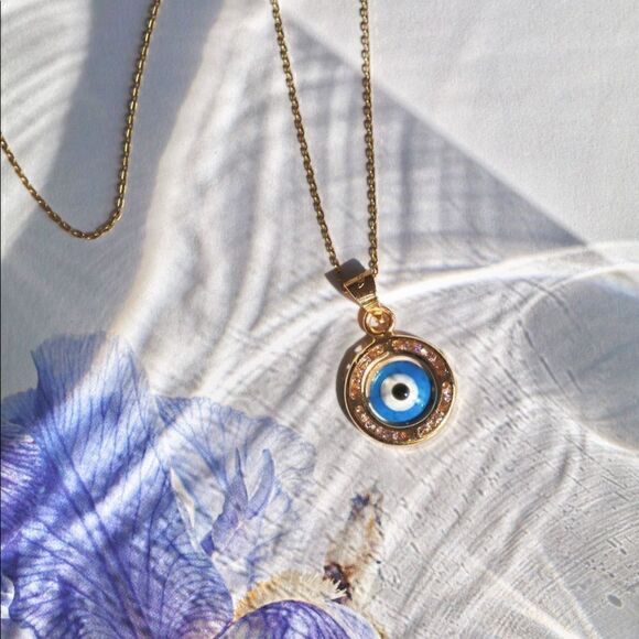 14k Solid Gold Evil Eye Charm | Real Gold Evil Eye Pendant | Birthday Gift | - Picture 5 of 10